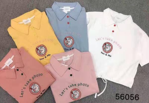 Áo Polo Croptop Tay Lỡ Dây Rút